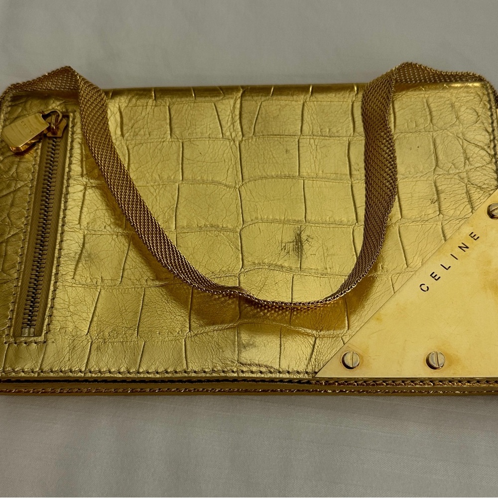 Celine Golden Clutch with Medal Plate